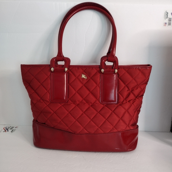 Burberry Red Shoulder Bag Quilted Large Grande Tote Bag Made In Italy Authentic - Picture 2 of 16
